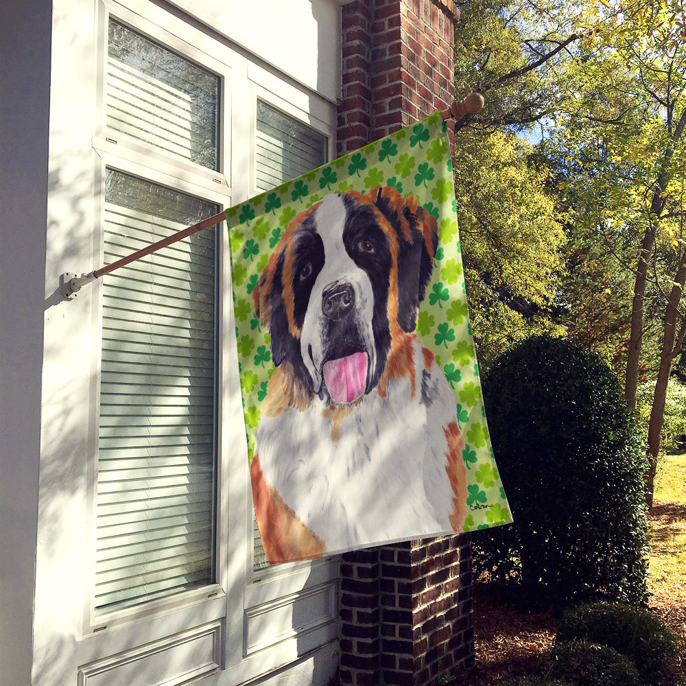 Saint Bernard St. Patrick's Day Shamrock Portrait Flag Canvas House Size  the-store.com.