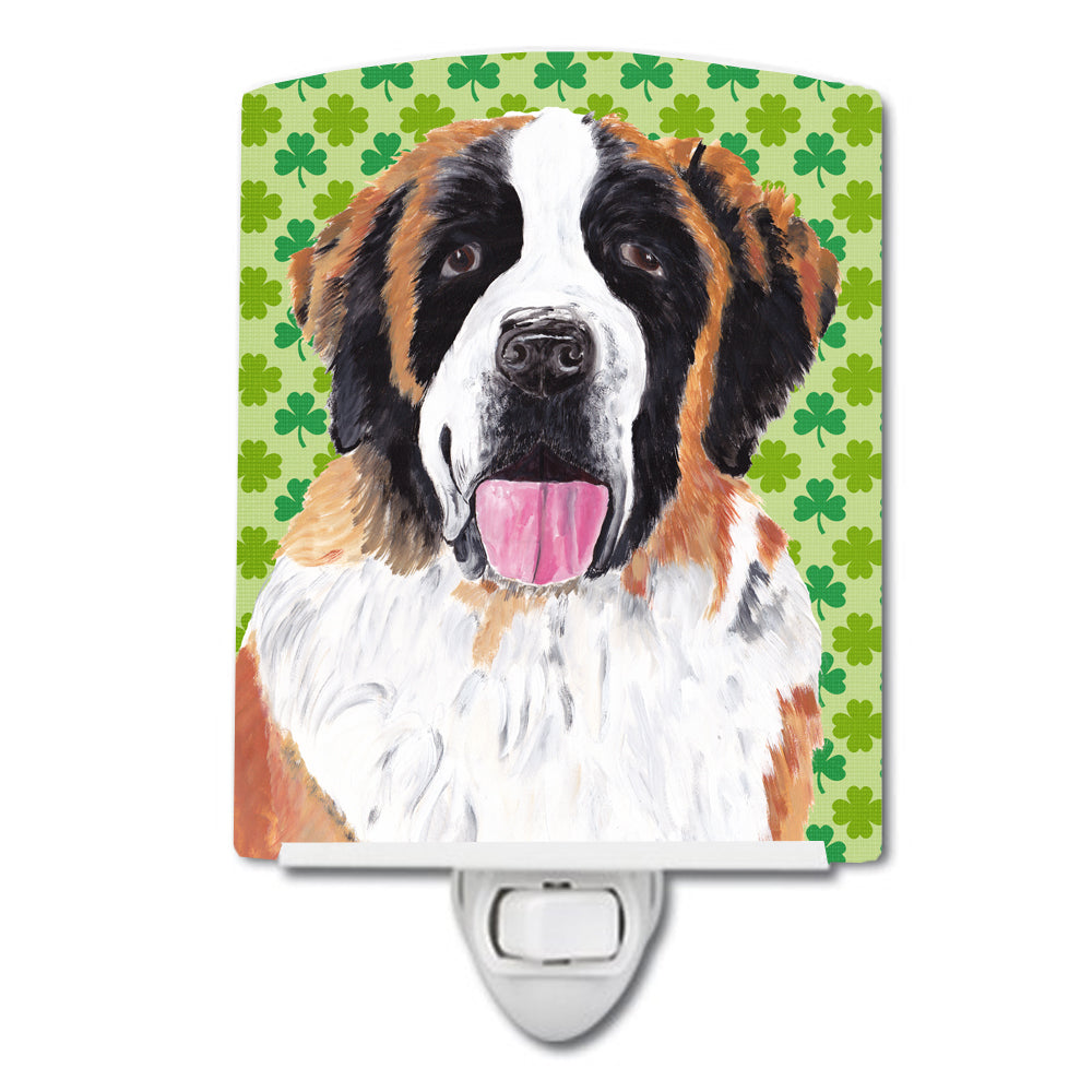 Saint Bernard St. Patrick's Day Shamrock Portrait Ceramic Night Light SC9302CNL - the-store.com