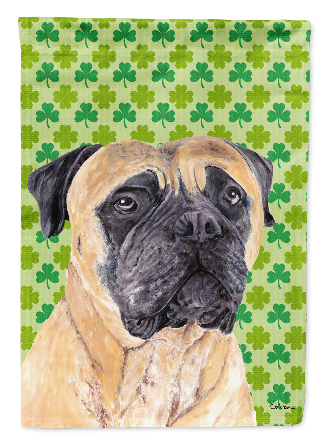 Mastiff St. Patrick's Day Shamrock Portrait Flag Canvas House Size  the-store.com.