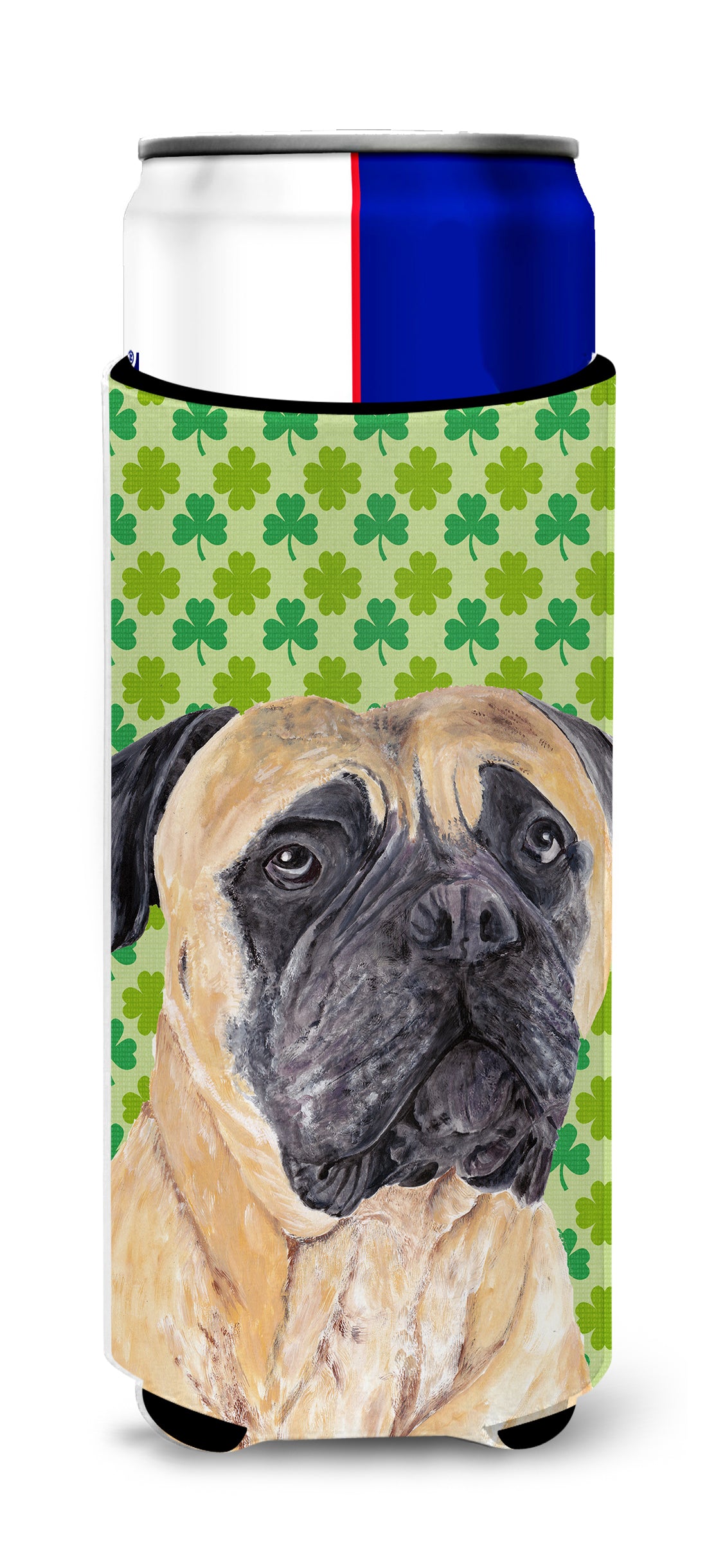 Mastiff St. Patrick&#39;s Day Shamrock Portrait Ultra Beverage Insulators for slim cans SC9305MUK.