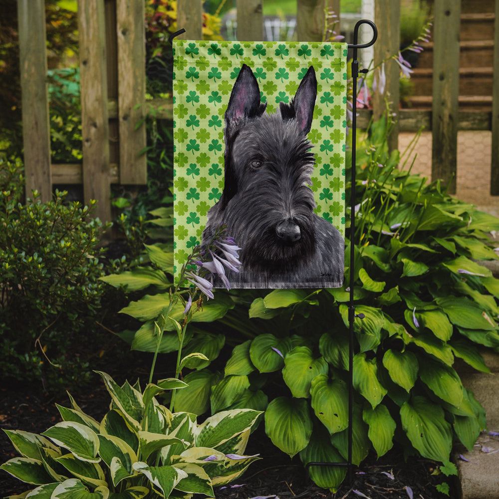 Scottish Terrier St. Patrick's Day Shamrock Portrait Flag Garden Size.