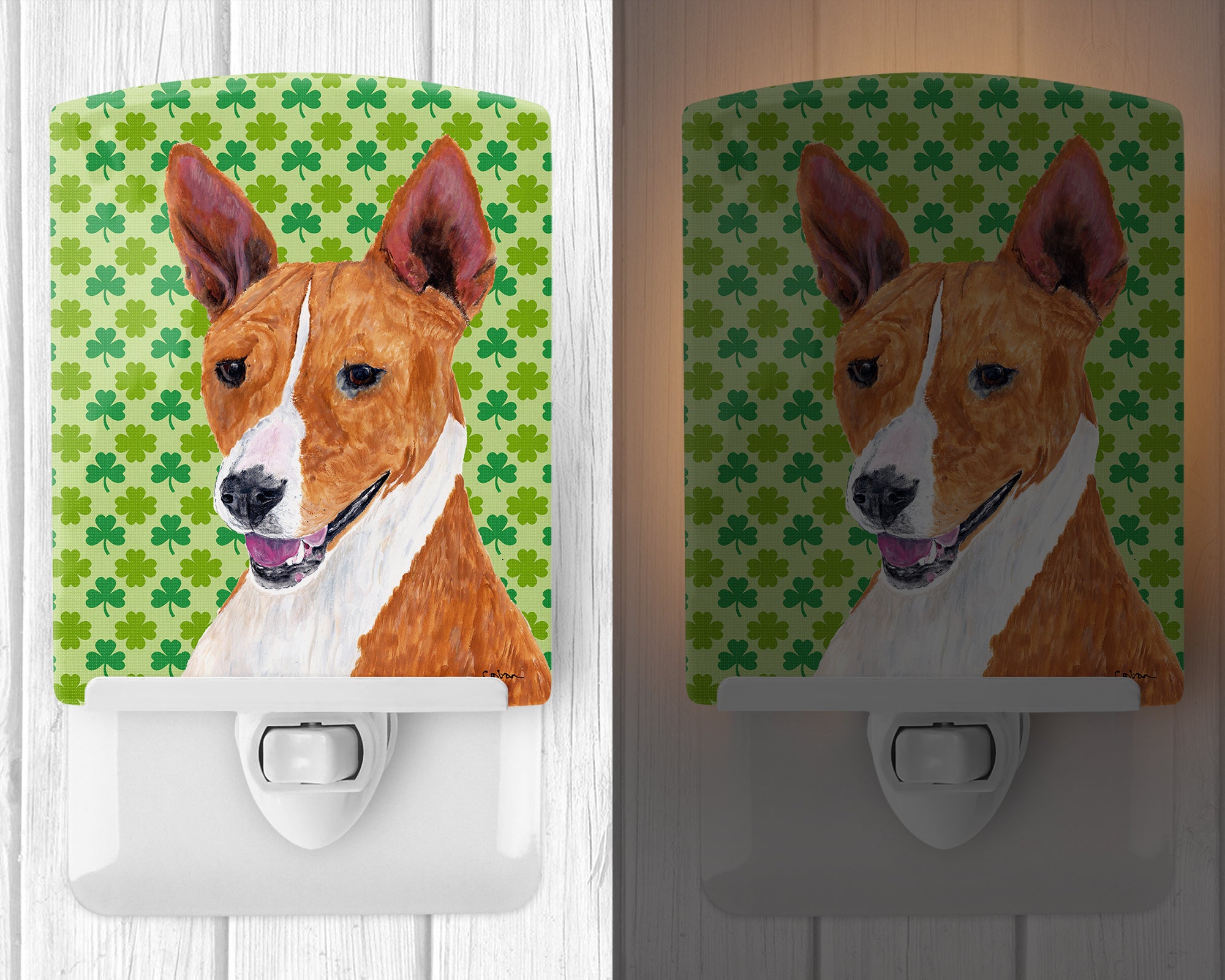 Basenji St. Patrick's Day Shamrock Portrait Ceramic Night Light SC9307CNL - the-store.com