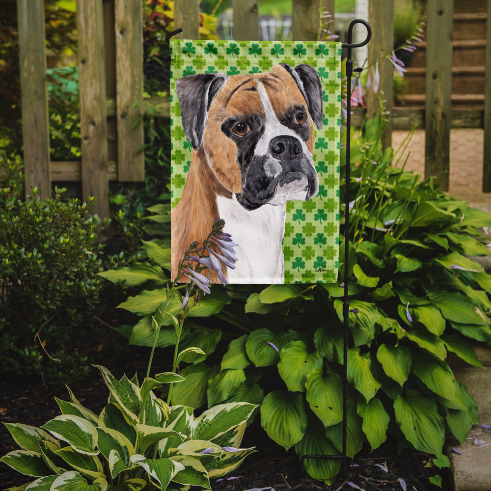 Boxer St. Patrick's Day Shamrock Portrait Flag Garden Size.