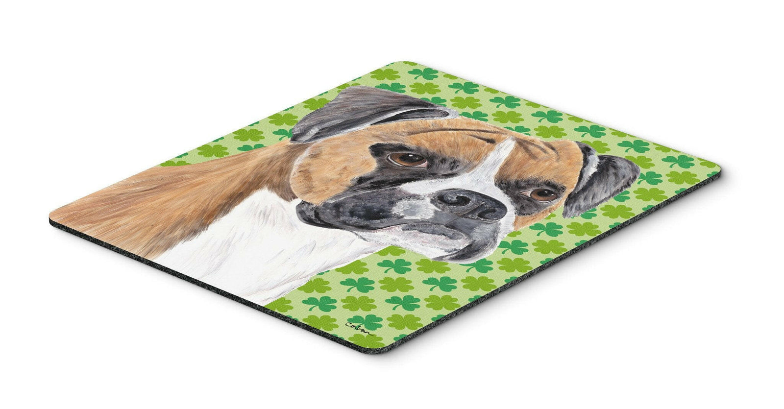 Boxer St. Patrick's Day Shamrock Portrait Mouse Pad, Hot Pad or Trivet by Caroline's Treasures