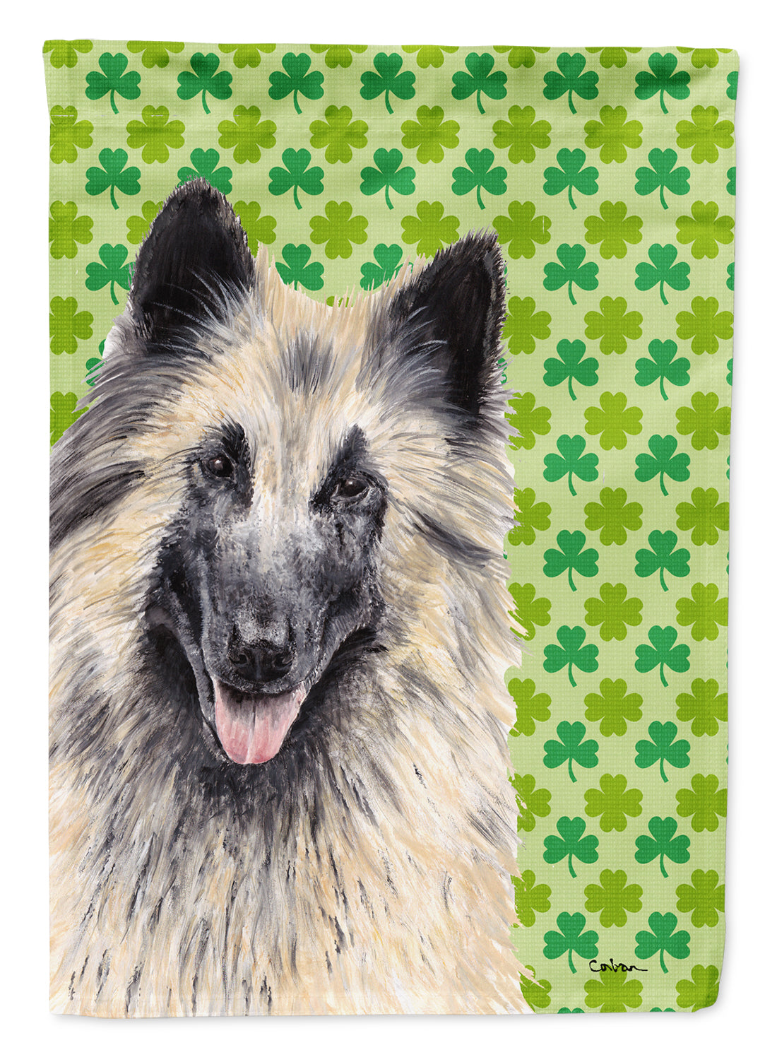 Belgian Tervuren St. Patrick&#39;s Day Shamrock Portrait Flag Canvas House Size  the-store.com.