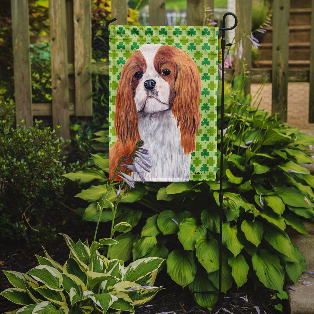 Cavalier Spaniel St. Patrick's Day Shamrock Portrait Flag Garden Size.