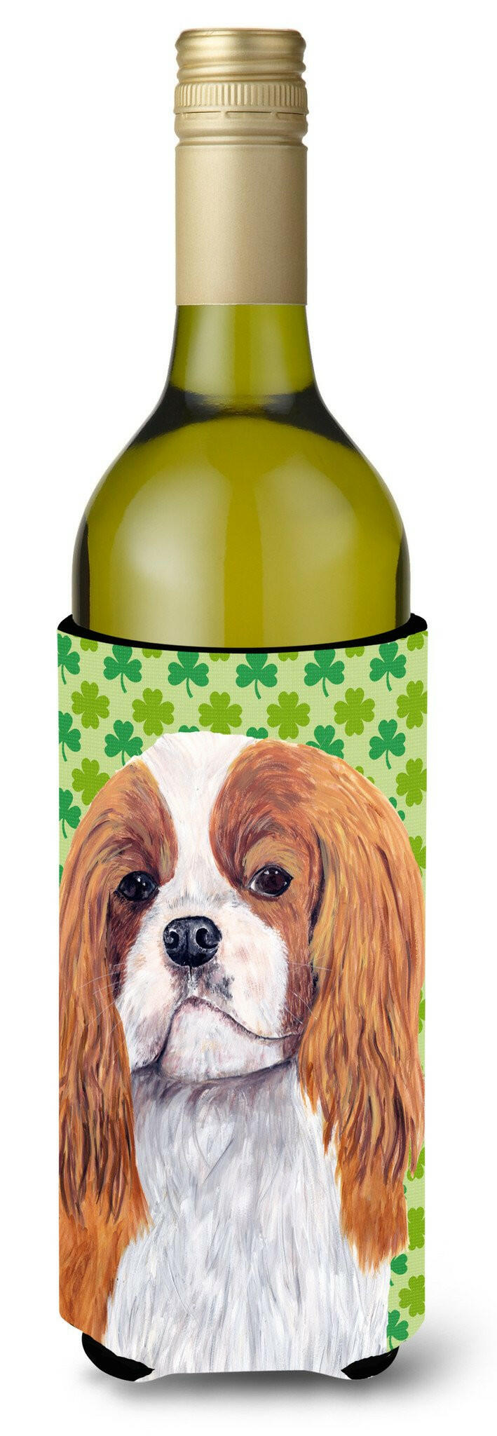 Cavalier Spaniel St. Patrick's Day Shamrock Portrait Wine Bottle Beverage Insulator Beverage Insulator Hugger by Caroline's Treasures