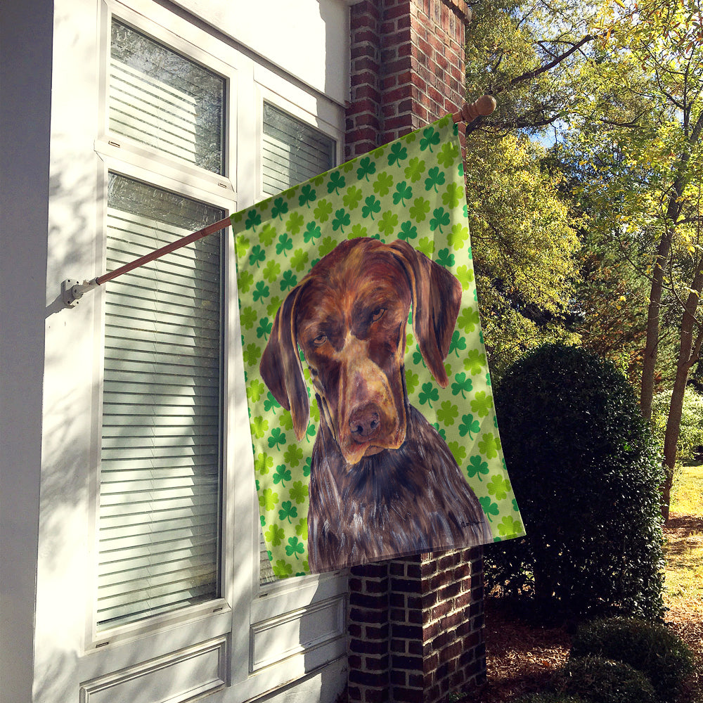 German Shorthaired Pointer St. Patrick's Day Shamrock  Flag Canvas House Size  the-store.com.