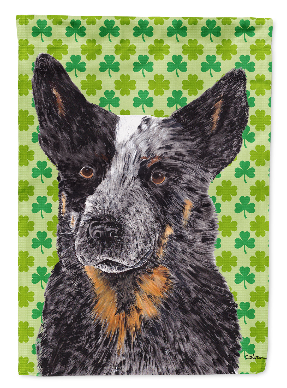 Australian Cattle Dog St. Patrick's Day Shamrock  Flag Canvas House Size  the-store.com.