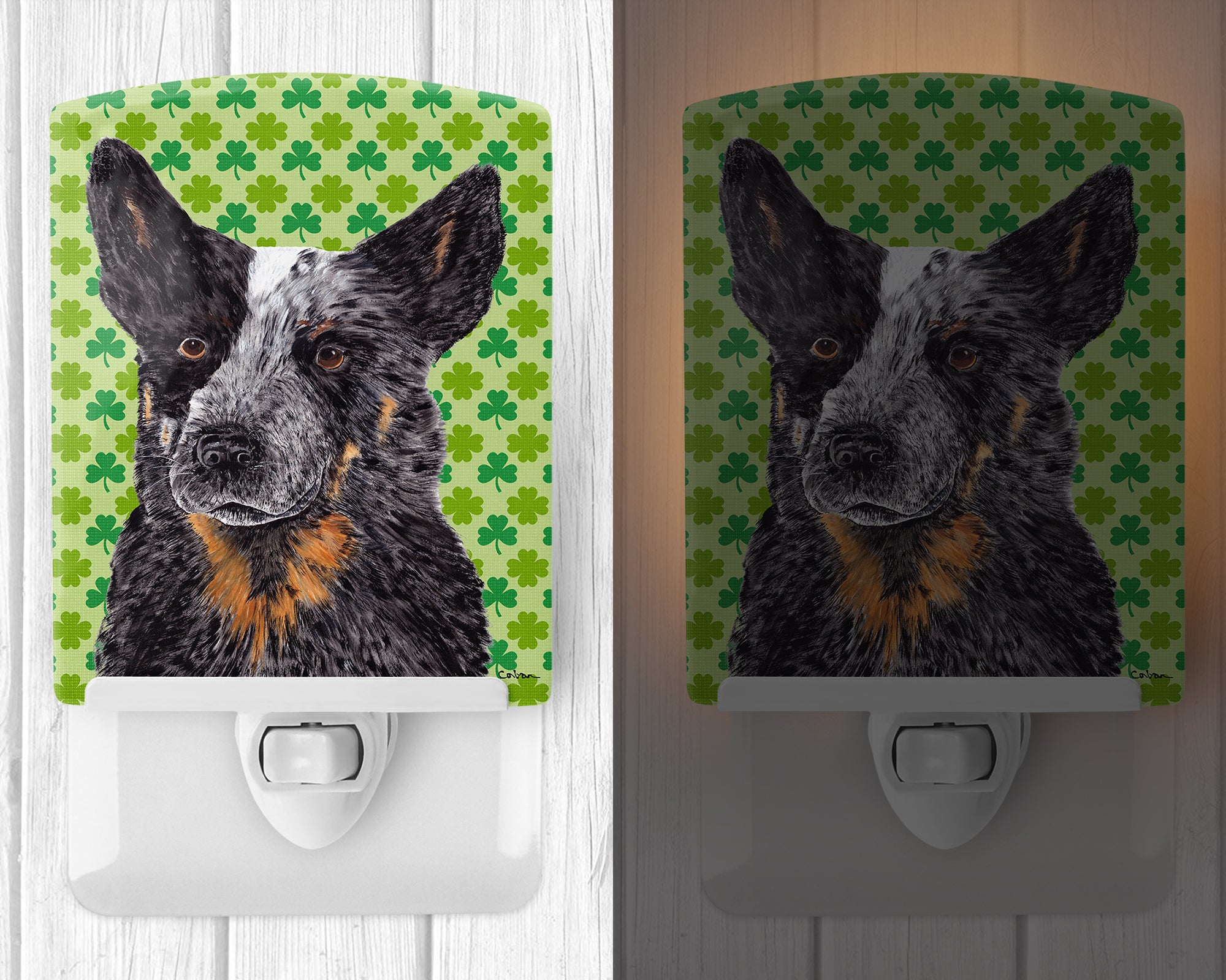 Australian Cattle Dog St. Patrick's Day Shamrock Ceramic Night Light SC9316CNL - the-store.com