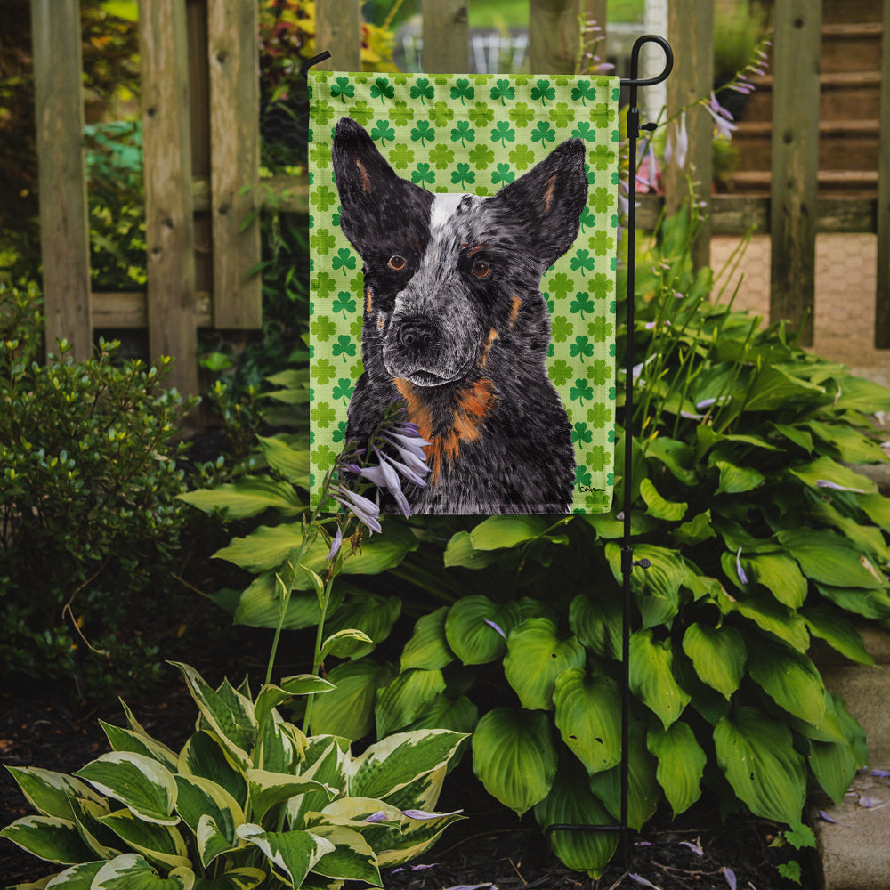 Australian Cattle Dog St. Patrick's Day Shamrock Flag Garden Size.