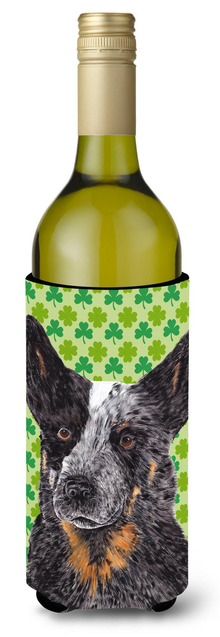 Australian Cattle Dog St. Patrick's Day Shamrock Wine Bottle Beverage Insulator Beverage Insulator Hugger by Caroline's Treasures