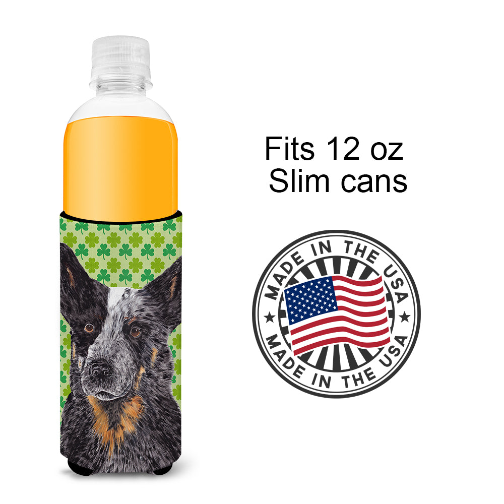 Australian Cattle Dog St. Patrick's Day Shamrock Ultra Beverage Insulators for slim cans SC9316MUK.