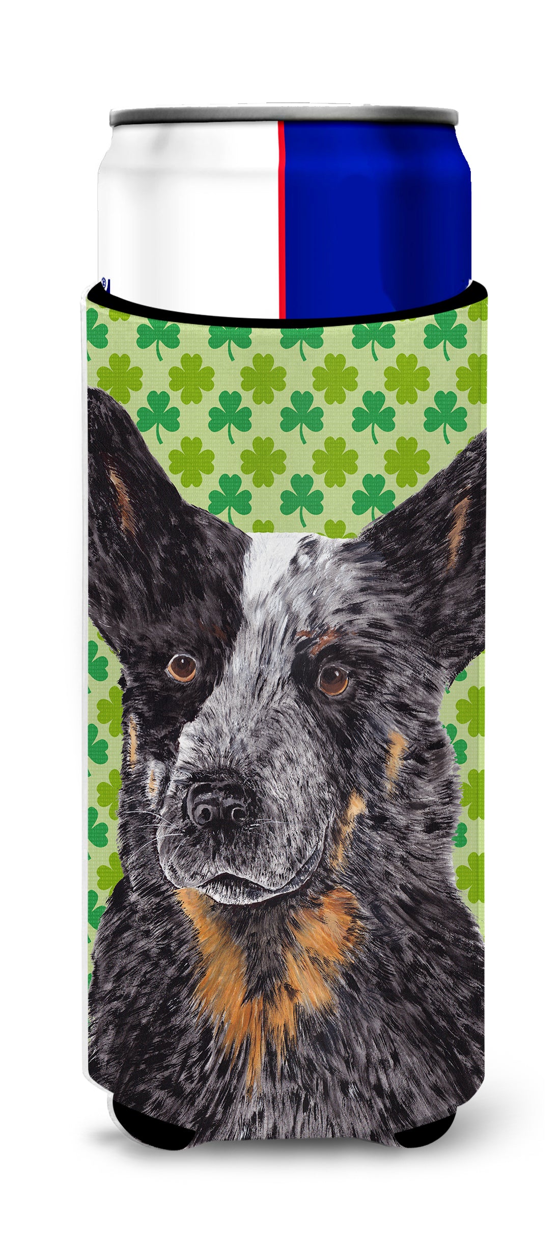 Australian Cattle Dog St. Patrick's Day Shamrock Ultra Beverage Insulators for slim cans SC9316MUK.