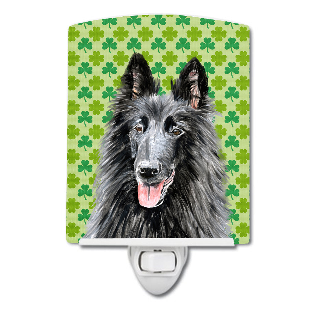 Belgian Sheepdog St. Patrick&#39;s Day Shamrock Portrait Ceramic Night Light SC9318CNL - the-store.com