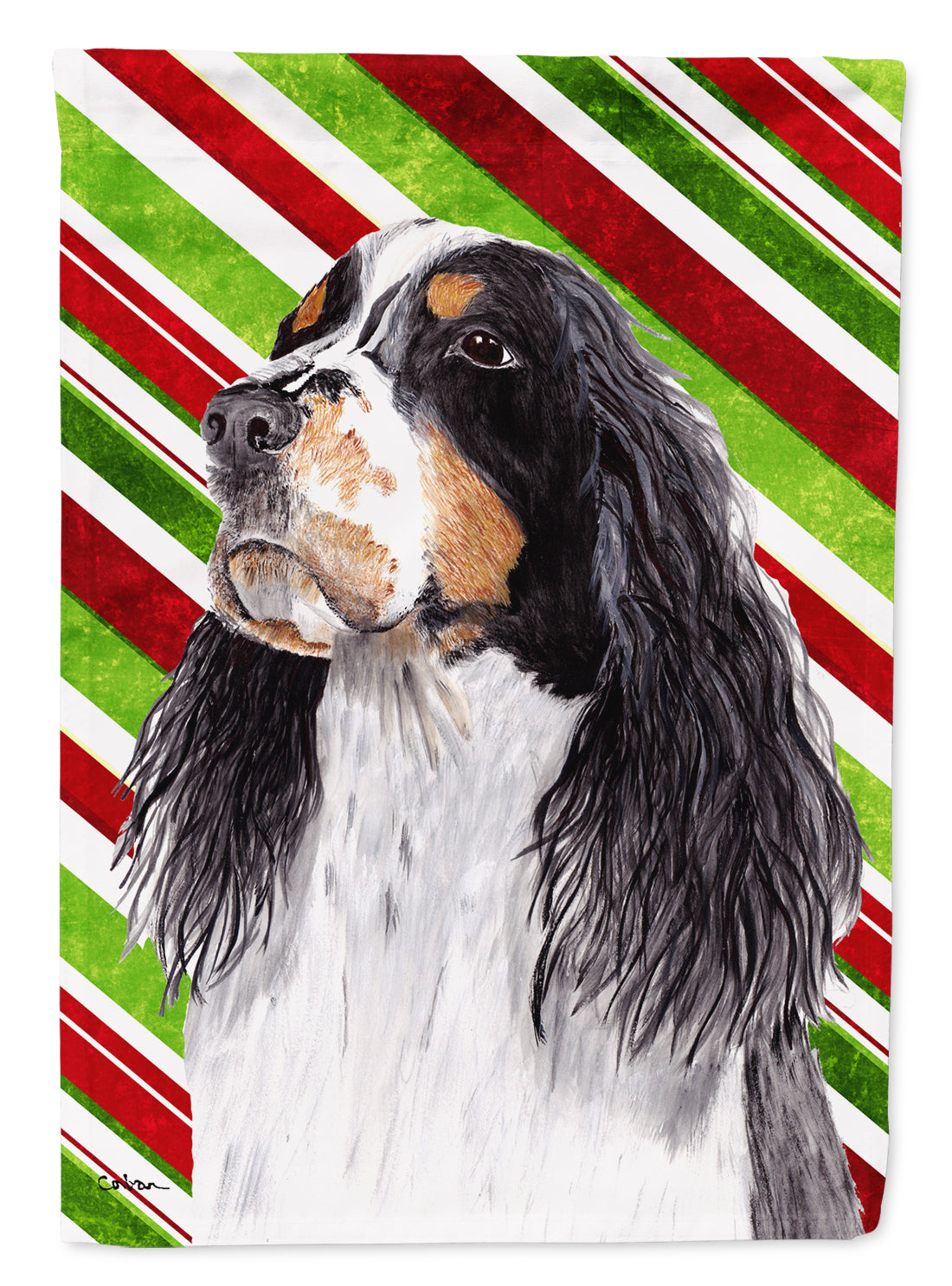 Springer Spaniel Candy Cane Holiday Christmas Flag Canvas House Size  the-store.com.