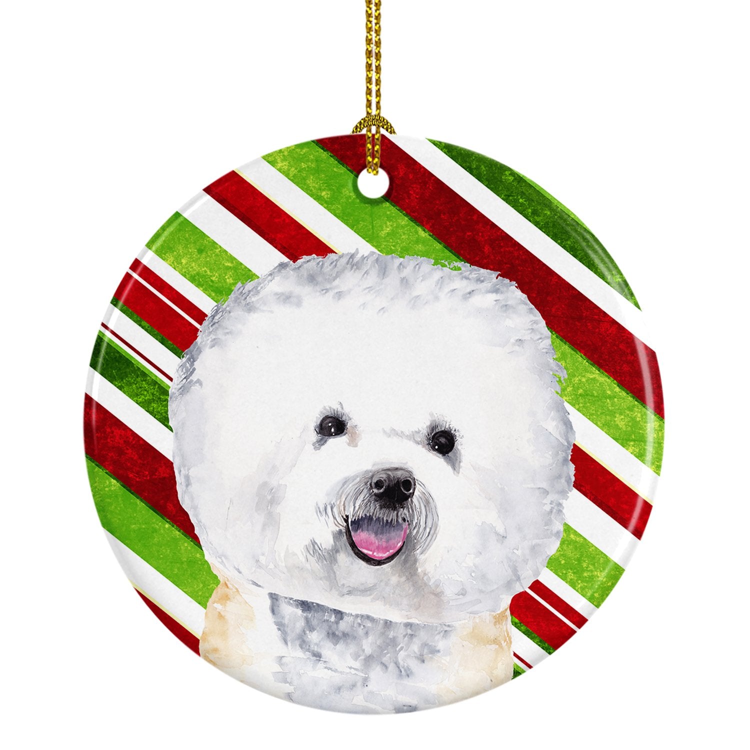 Bichon Frise Candy Cane Holiday Christmas  Ceramic Ornament SC9322 by Caroline's Treasures