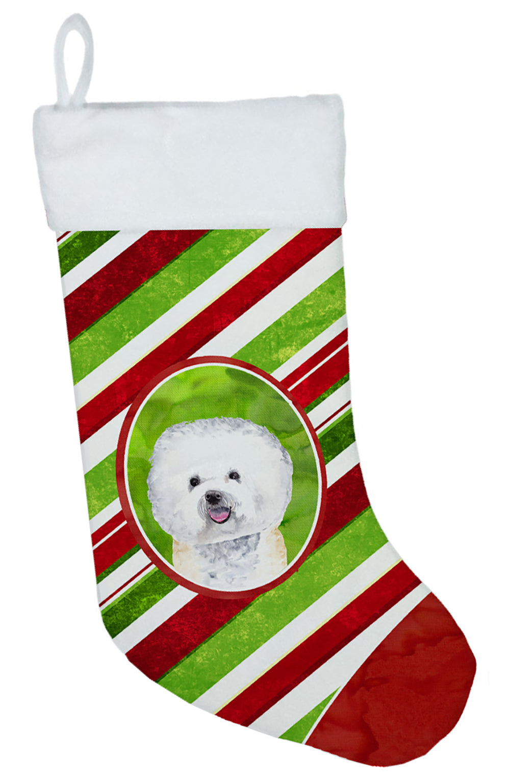 Bichon Frise Candy Cane Holiday Christmas  Christmas Stocking SC9322  the-store.com.