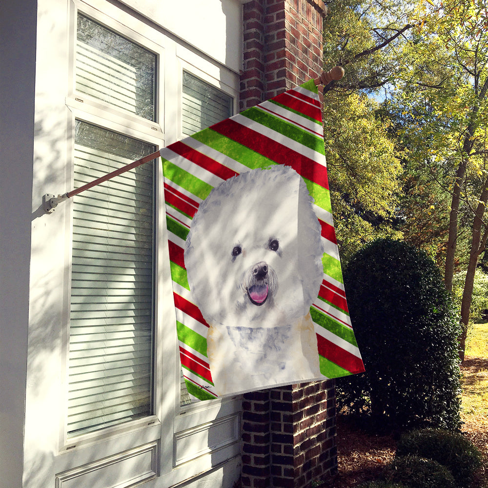 Bichon Frise Candy Cane Holiday Christmas Flag Canvas House Size  the-store.com.