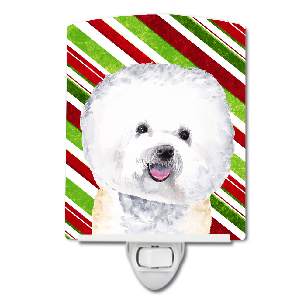 Bichon Frise Candy Cane Holiday Christmas Ceramic Night Light SC9322CNL - the-store.com