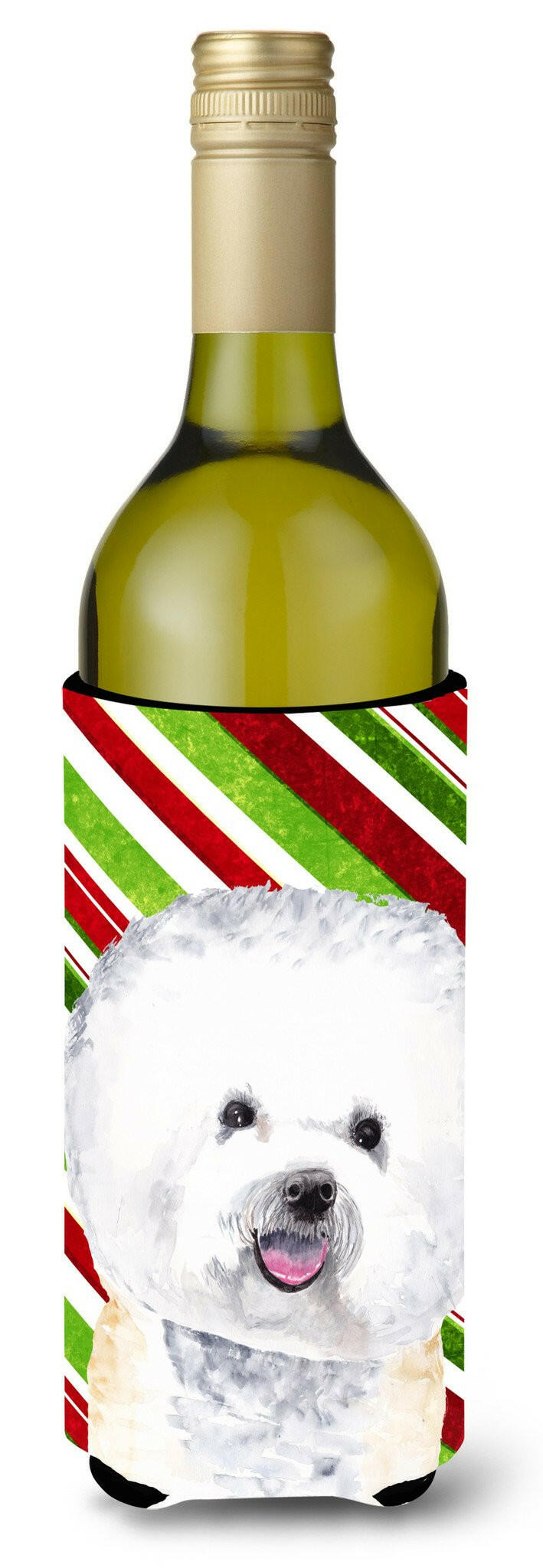 Bichon Frise Candy Cane Holiday Christmas Wine Bottle Beverage Insulator Beverage Insulator Hugger by Caroline&#39;s Treasures