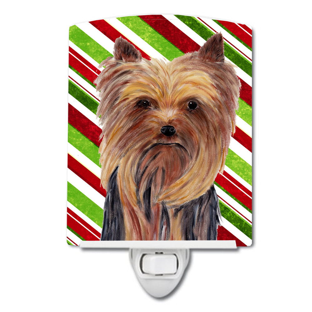 Yorkie Candy Cane Holiday Christmas Ceramic Night Light SC9325CNL - the-store.com