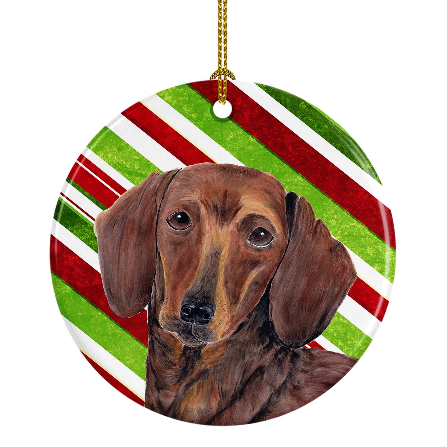 Dachshund Candy Cane Holiday Christmas  Ceramic Ornament SC9328 by Caroline's Treasures