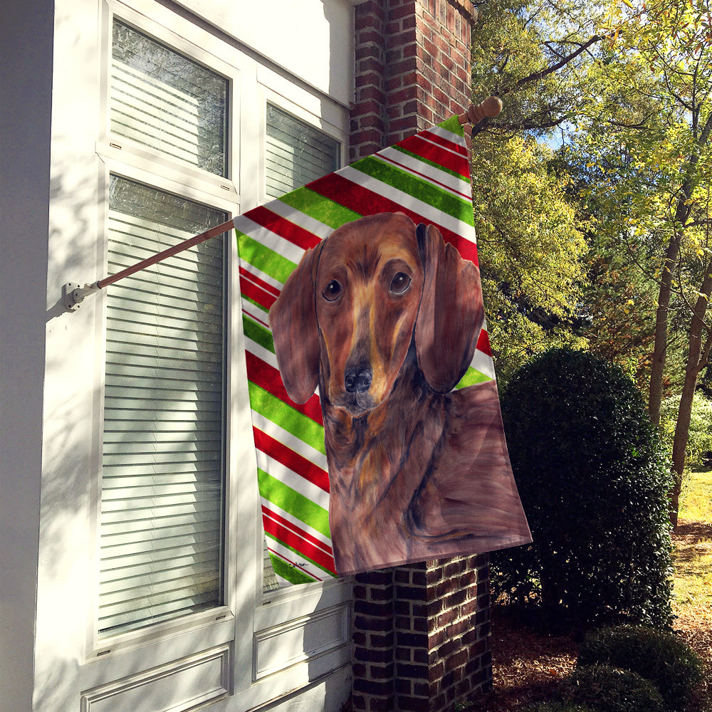 Dachshund Candy Cane Holiday Christmas Flag Canvas House Size  the-store.com.