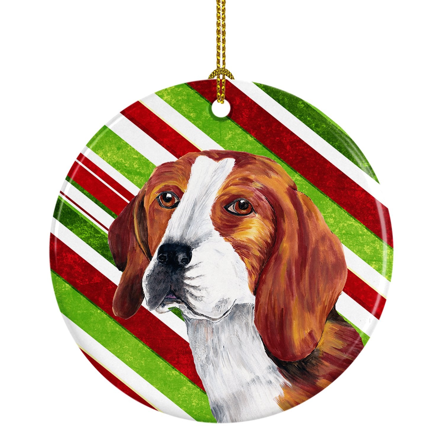 Beagle Candy Cane Holiday Christmas  Ceramic Ornament SC9329 by Caroline's Treasures