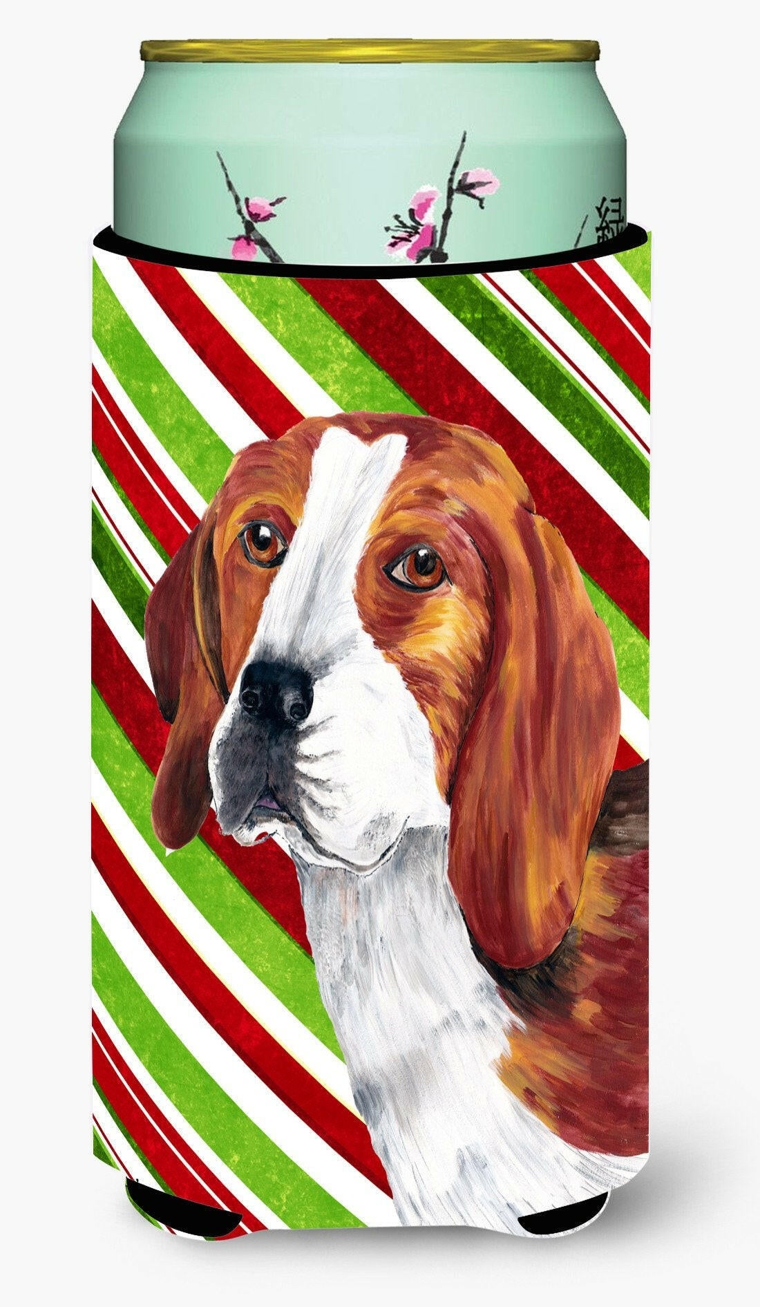 Beagle Candy Cane Holiday Christmas  Tall Boy Beverage Insulator Beverage Insulator Hugger by Caroline&#39;s Treasures