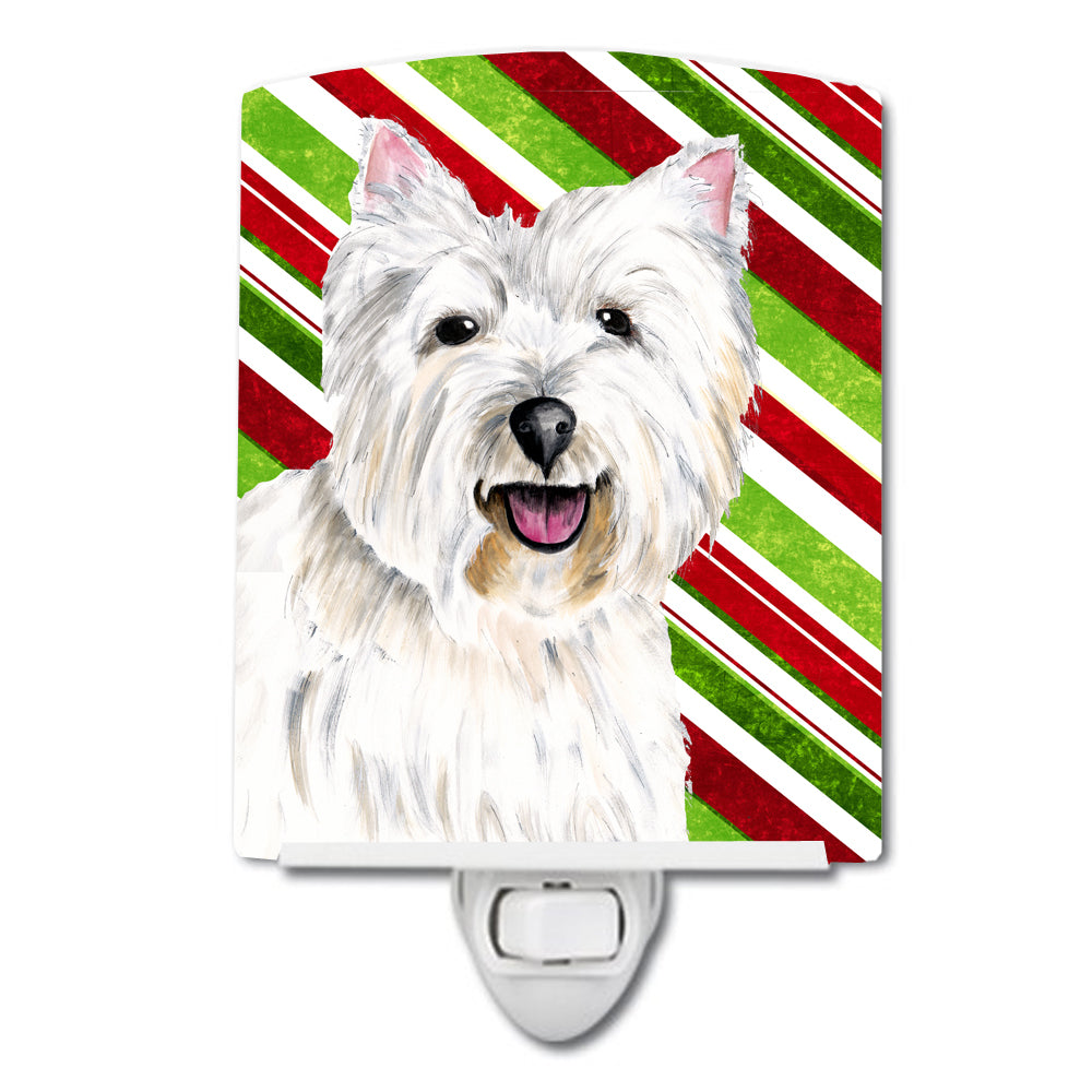 Westie Candy Cane Holiday Christmas Ceramic Night Light SC9330CNL - the-store.com