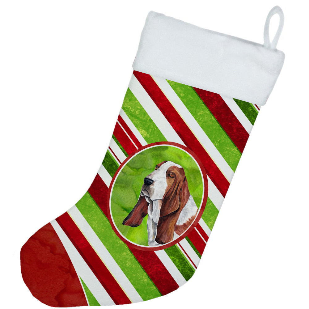 Basset Hound Candy Cane Holiday Christmas  Christmas Stocking SC9332  the-store.com.