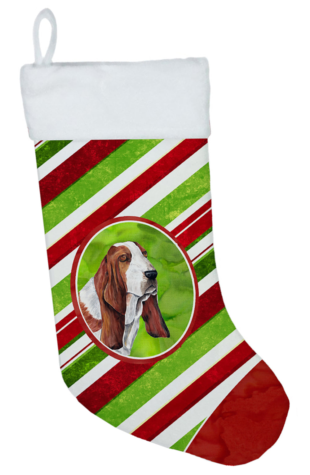 Basset Hound Candy Cane Holiday Christmas  Christmas Stocking SC9332  the-store.com.