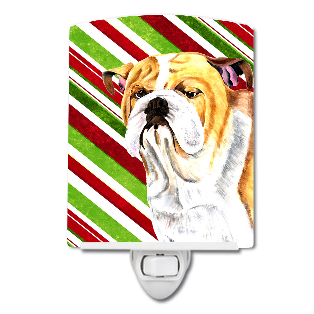 Bulldog English Candy Cane Holiday Christmas Ceramic Night Light SC9334CNL - the-store.com