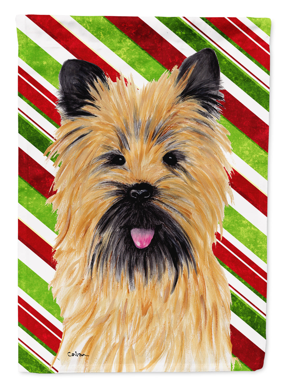 Cairn Terrier Candy Cane Holiday Christmas Flag Canvas House Size  the-store.com.