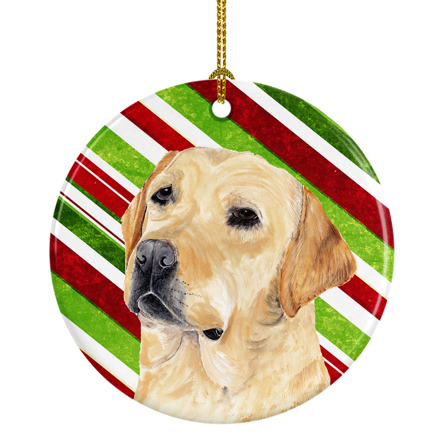 Labrador Candy Cane Holiday Christmas  Ceramic Ornament SC9336 - the-store.com