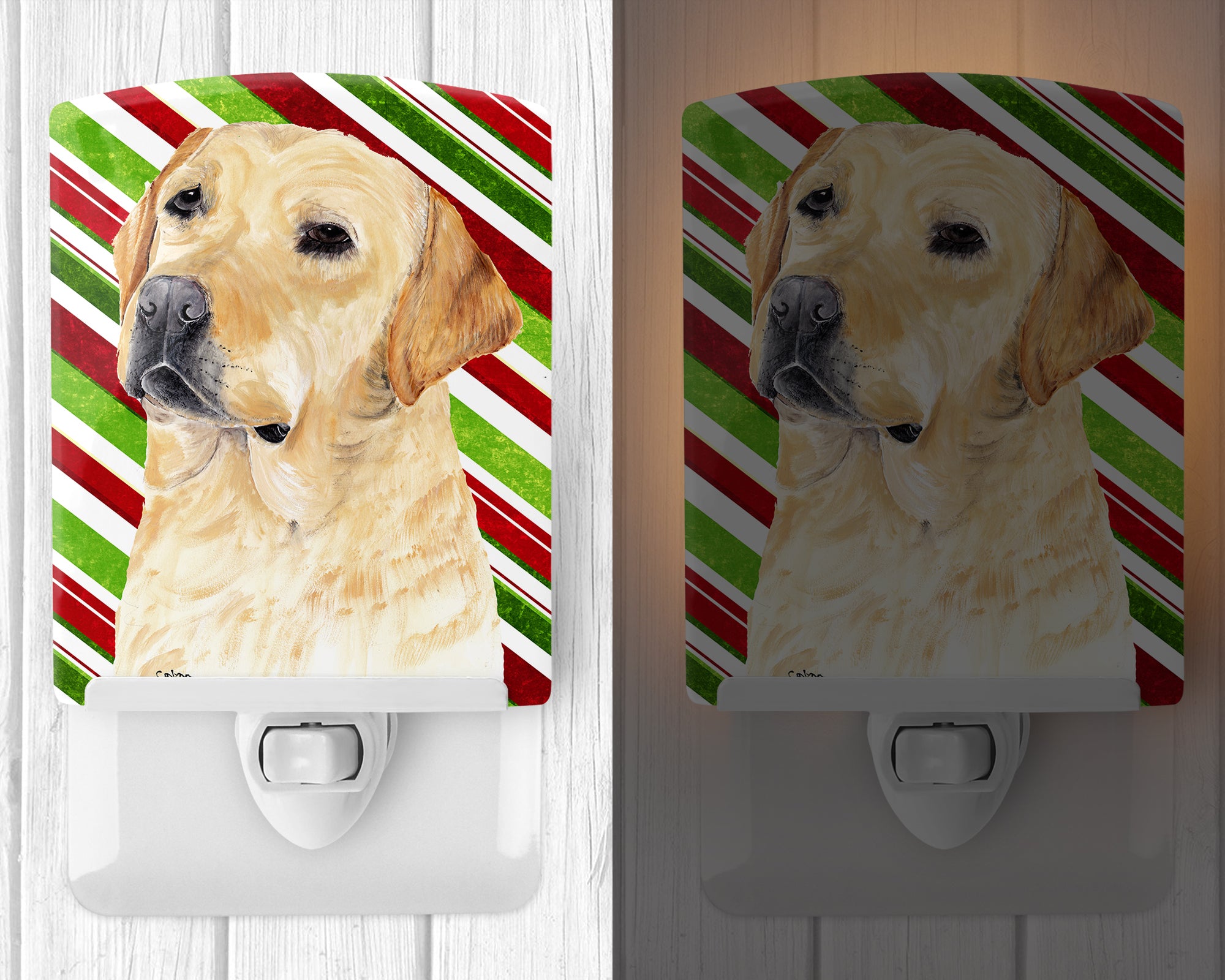 Labrador Candy Cane Holiday Christmas Ceramic Night Light SC9336CNL - the-store.com