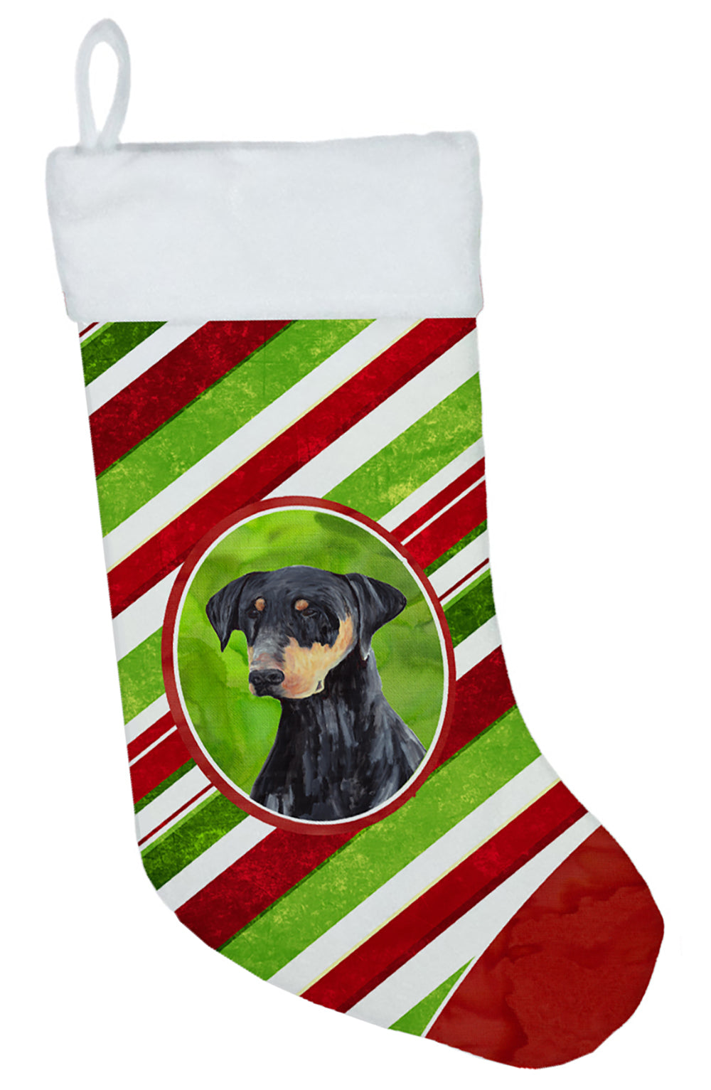 Doberman Candy Cane Holiday Christmas  Christmas Stocking SC9337  the-store.com.