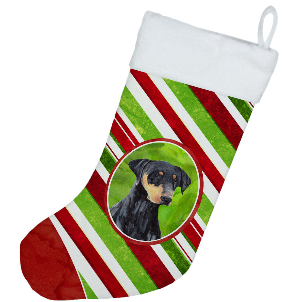 Doberman Candy Cane Holiday Christmas  Christmas Stocking SC9337  the-store.com.