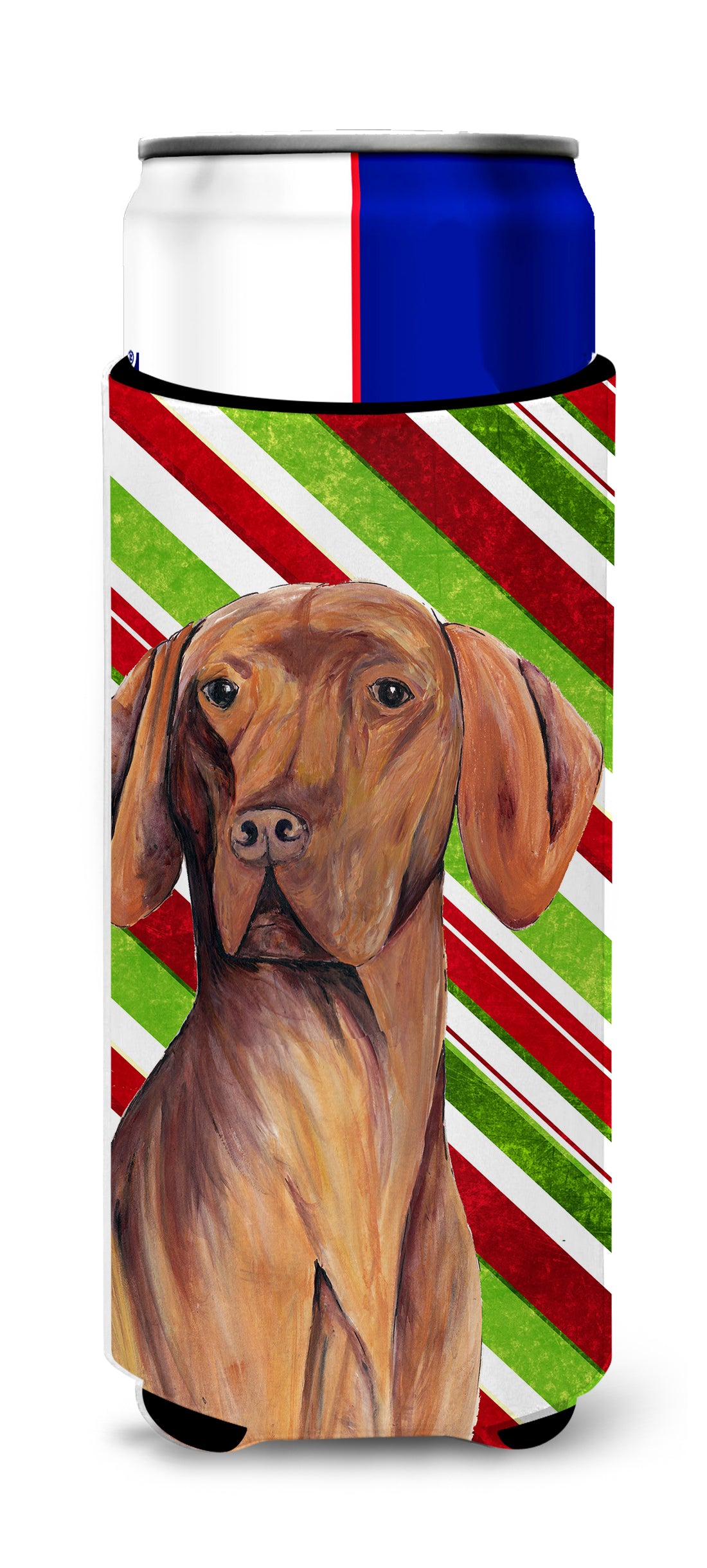 Vizsla Candy Cane Holiday Christmas Ultra Beverage Insulators for slim cans SC9338MUK.