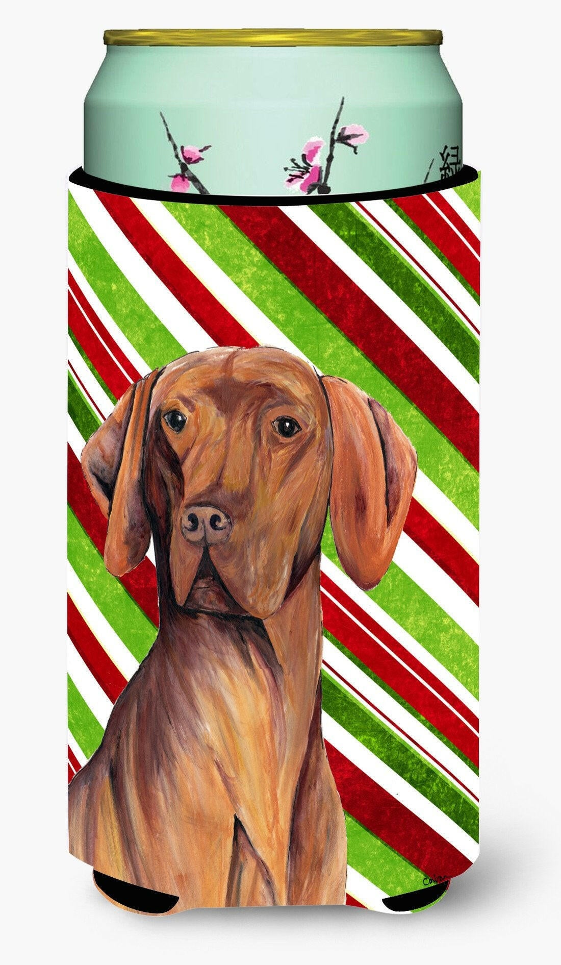 Vizsla Candy Cane Holiday Christmas  Tall Boy Beverage Insulator Beverage Insulator Hugger by Caroline's Treasures