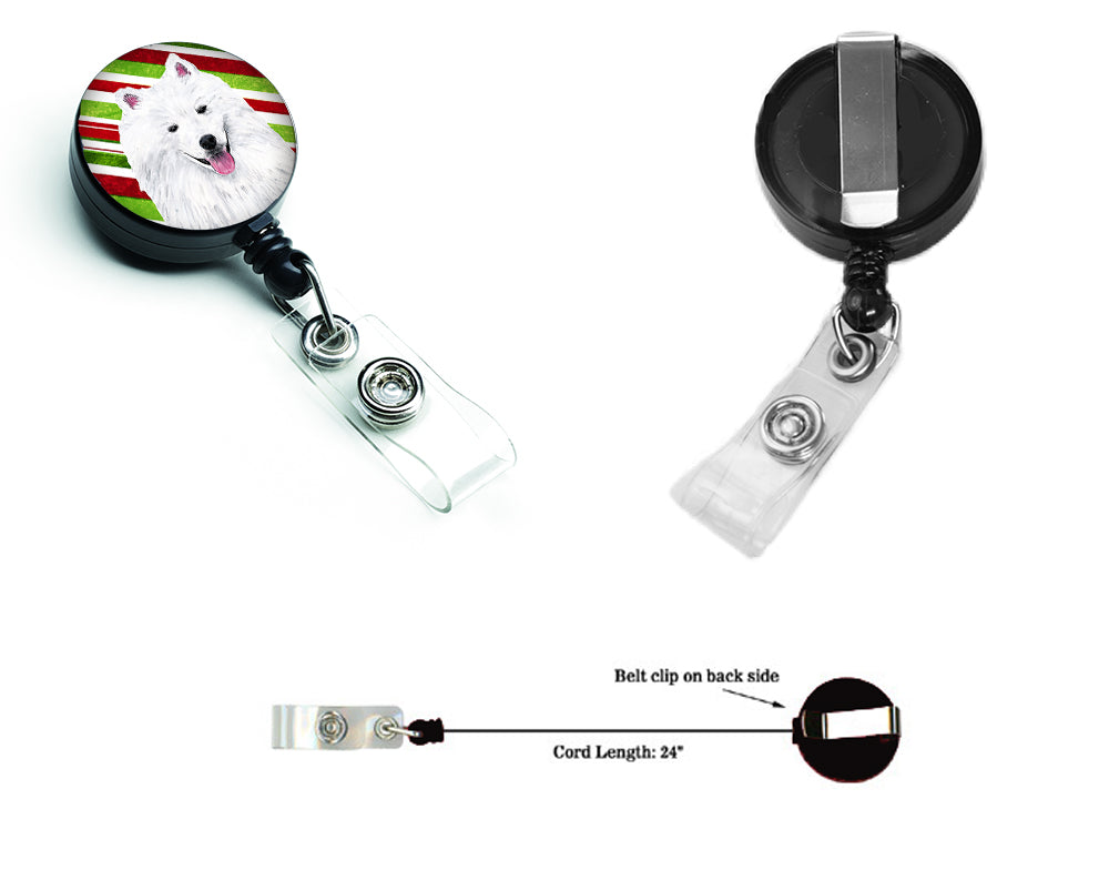 American Eskimo Candy Cane Holiday Christmas Retractable Badge Reel SC9339BR  the-store.com.