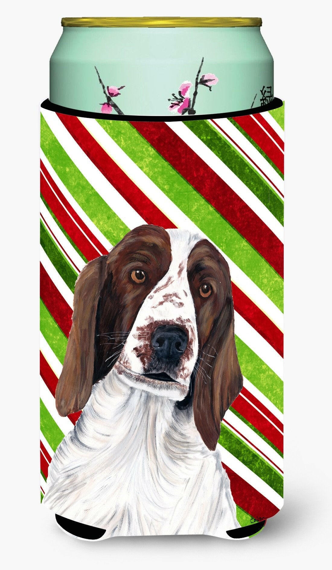 Welsh Springer Spaniel Candy Cane Holiday Christmas  Tall Boy Beverage Insulator Beverage Insulator Hugger by Caroline's Treasures