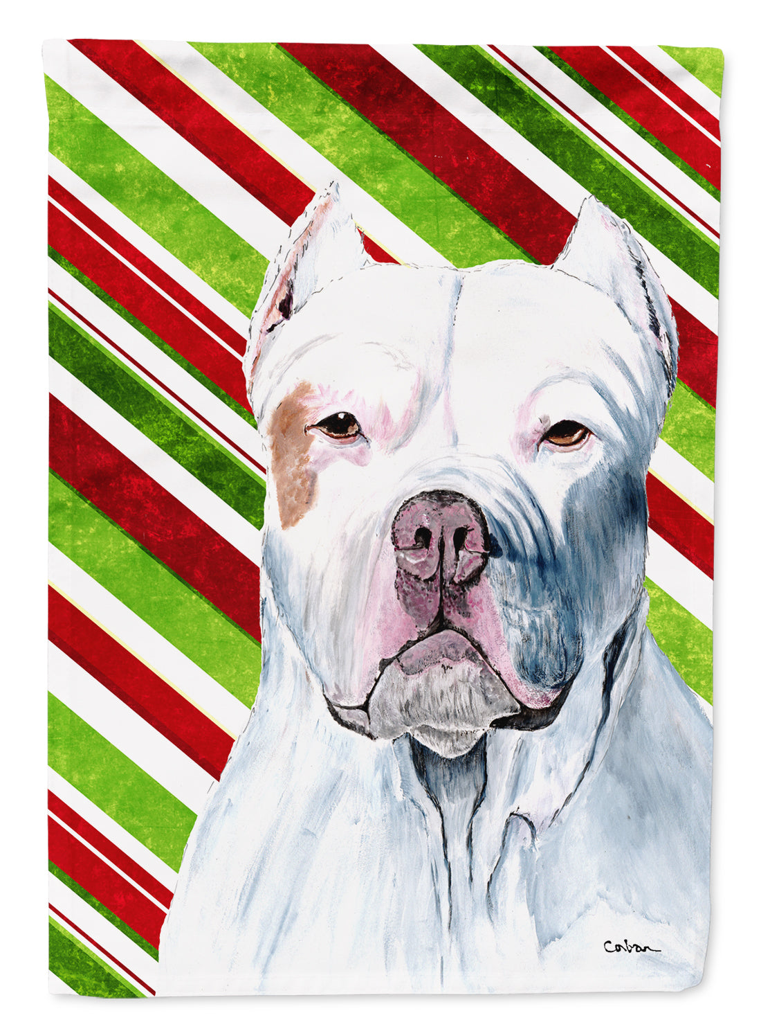 Pit Bull Candy Cane Holiday Christmas Flag Canvas House Size  the-store.com.