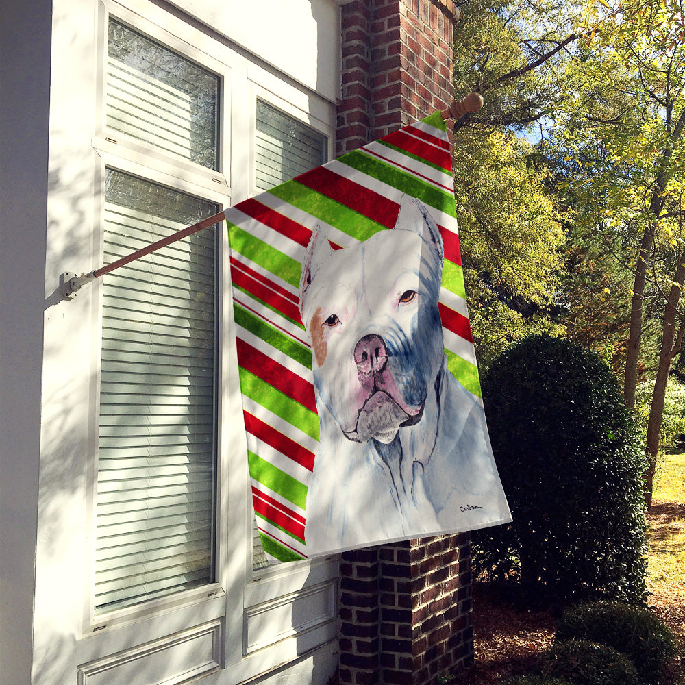 Pit Bull Candy Cane Holiday Christmas Flag Canvas House Size  the-store.com.