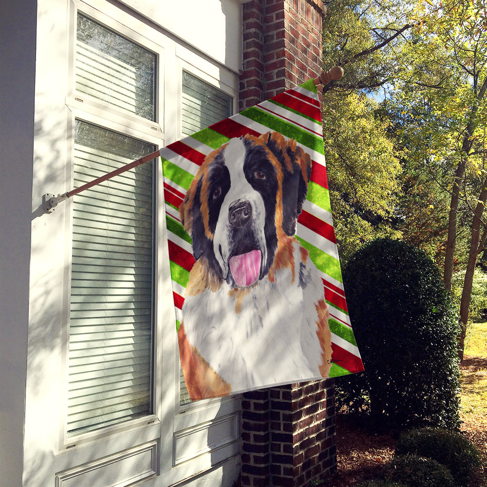 Saint Bernard Candy Cane Holiday Christmas Flag Canvas House Size  the-store.com.