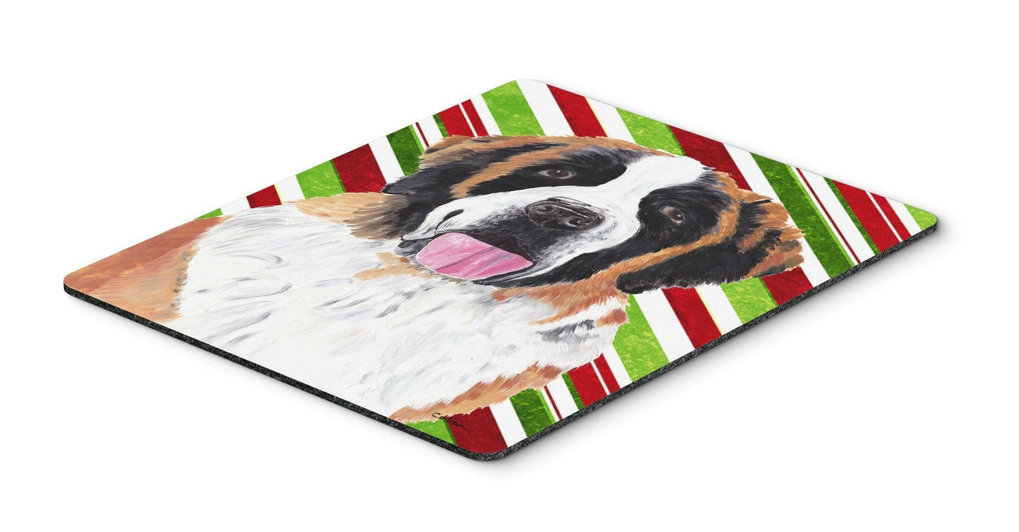 Saint Bernard Candy Cane Holiday Christmas Mouse Pad, Hot Pad or Trivet by Caroline's Treasures