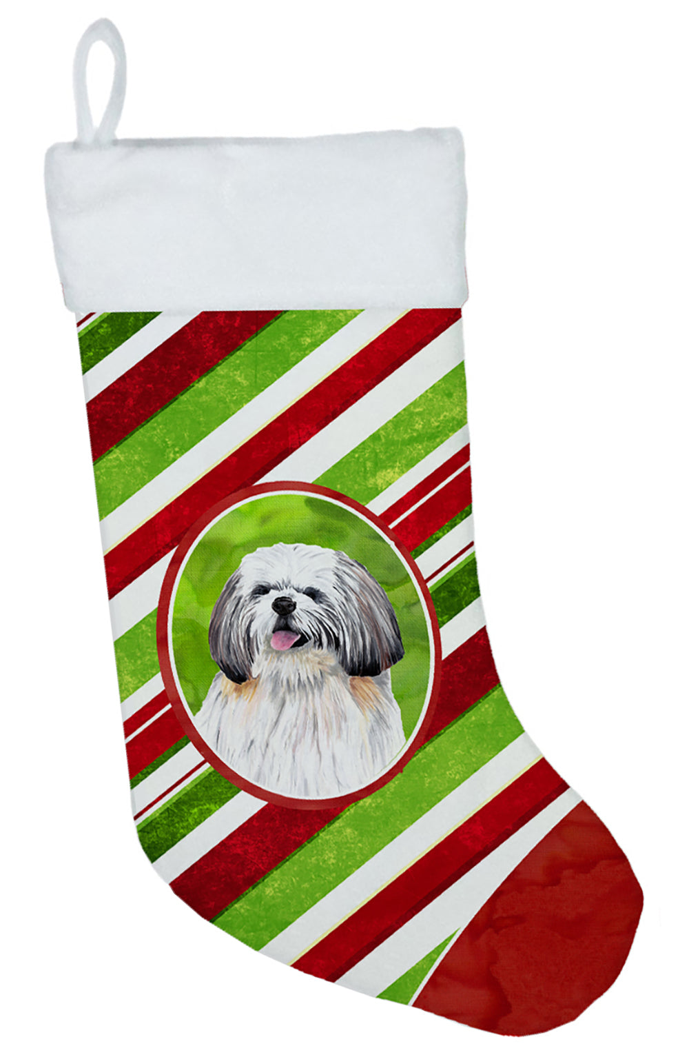 Shih Tzu Candy Cane Holiday Christmas  Christmas Stocking SC9343  the-store.com.