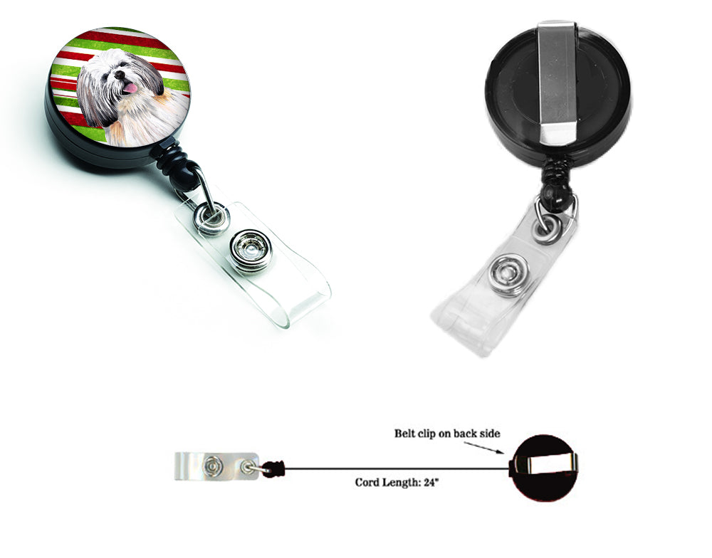Shih Tzu Candy Cane Holiday Christmas Retractable Badge Reel SC9343BR  the-store.com.