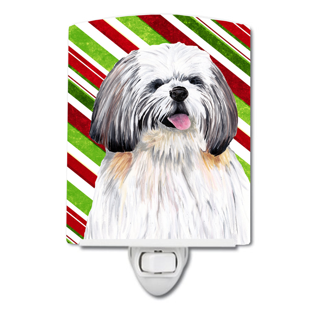 Shih Tzu Candy Cane Holiday Christmas Ceramic Night Light SC9343CNL - the-store.com